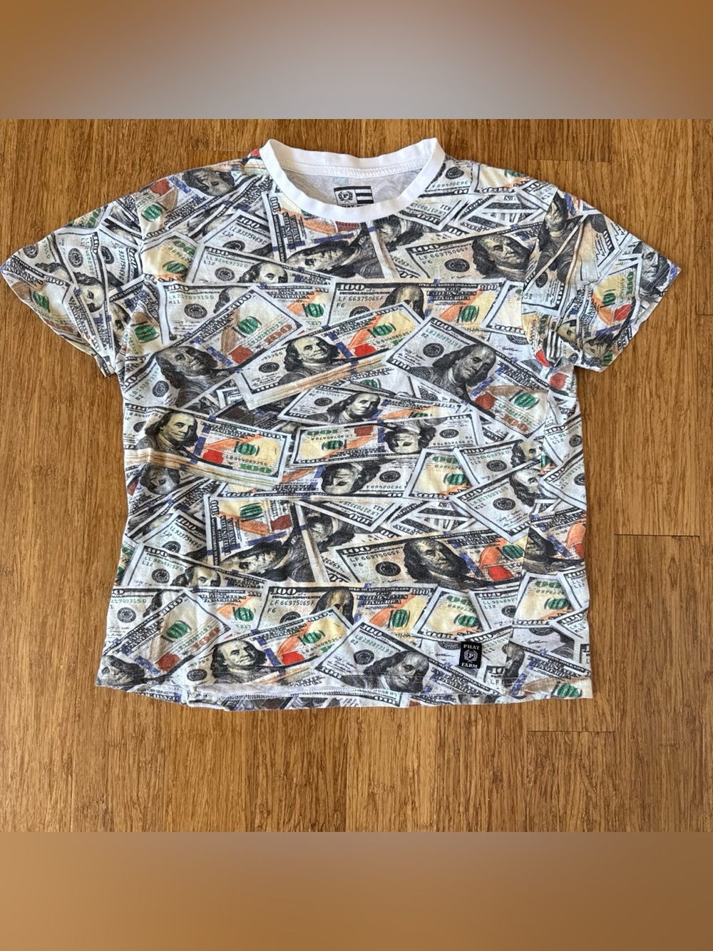 Phat farm money Print Short Sleeve Tee - White